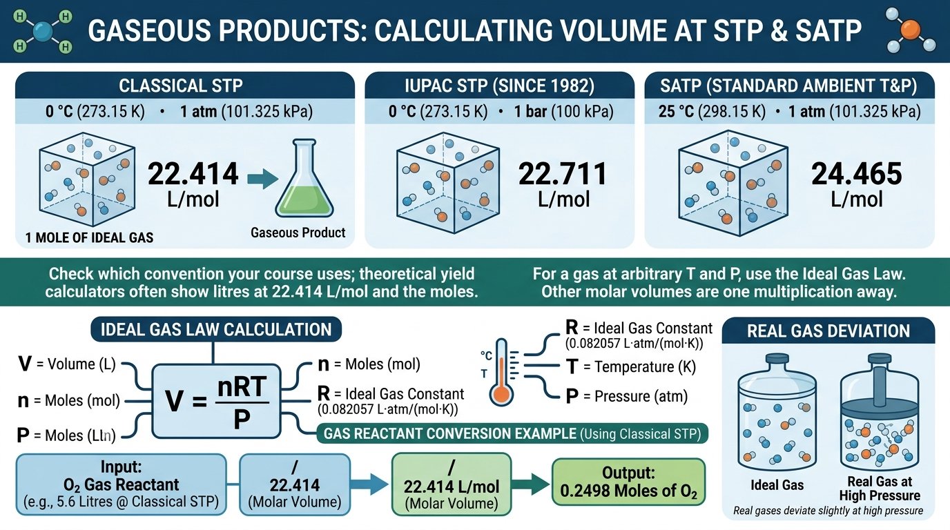 theoretical yield calculator formula: theoretical yield equals moles of limiting reactant times coefficient ratio times molar mass of product, with grams to moles to grams conversion chain