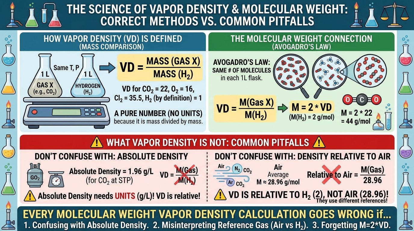molecular weight vapor density calculator converting a vapor density into a molar mass with M = 2 × VD