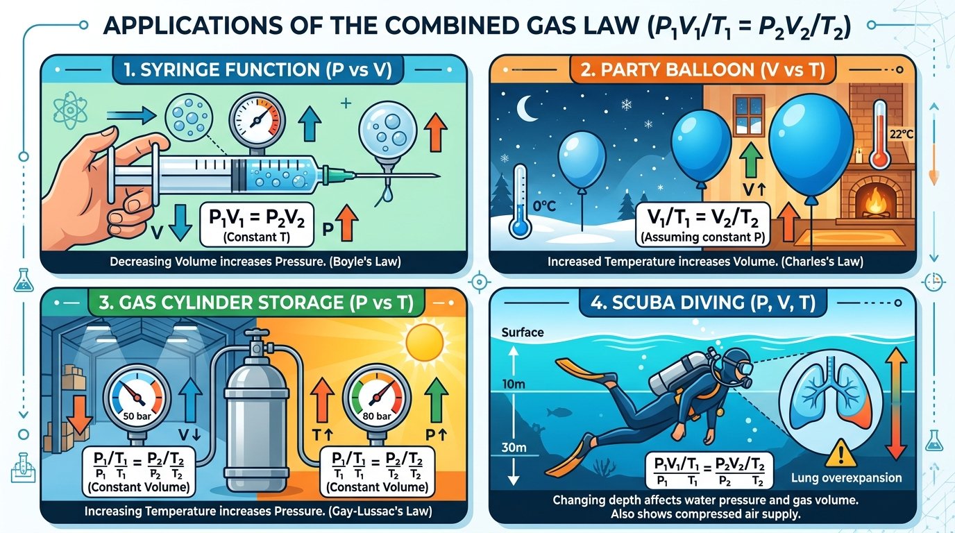 combined gas law applications including balloon syringe and gas cylinder