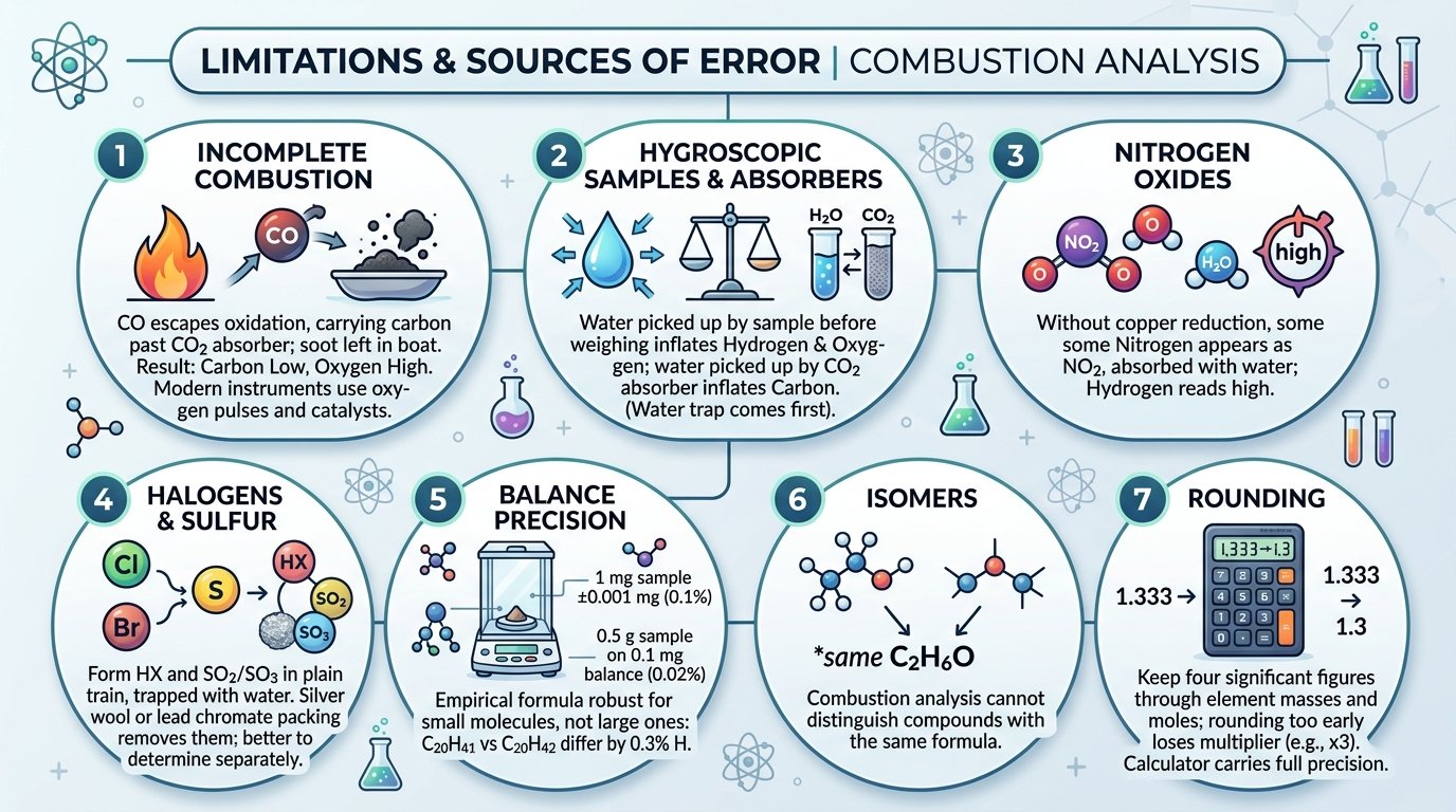 combustion analysis calculator uses: CHN analyser report check, empirical formula from combustion train data, and boiler flue-gas air-fuel ratio