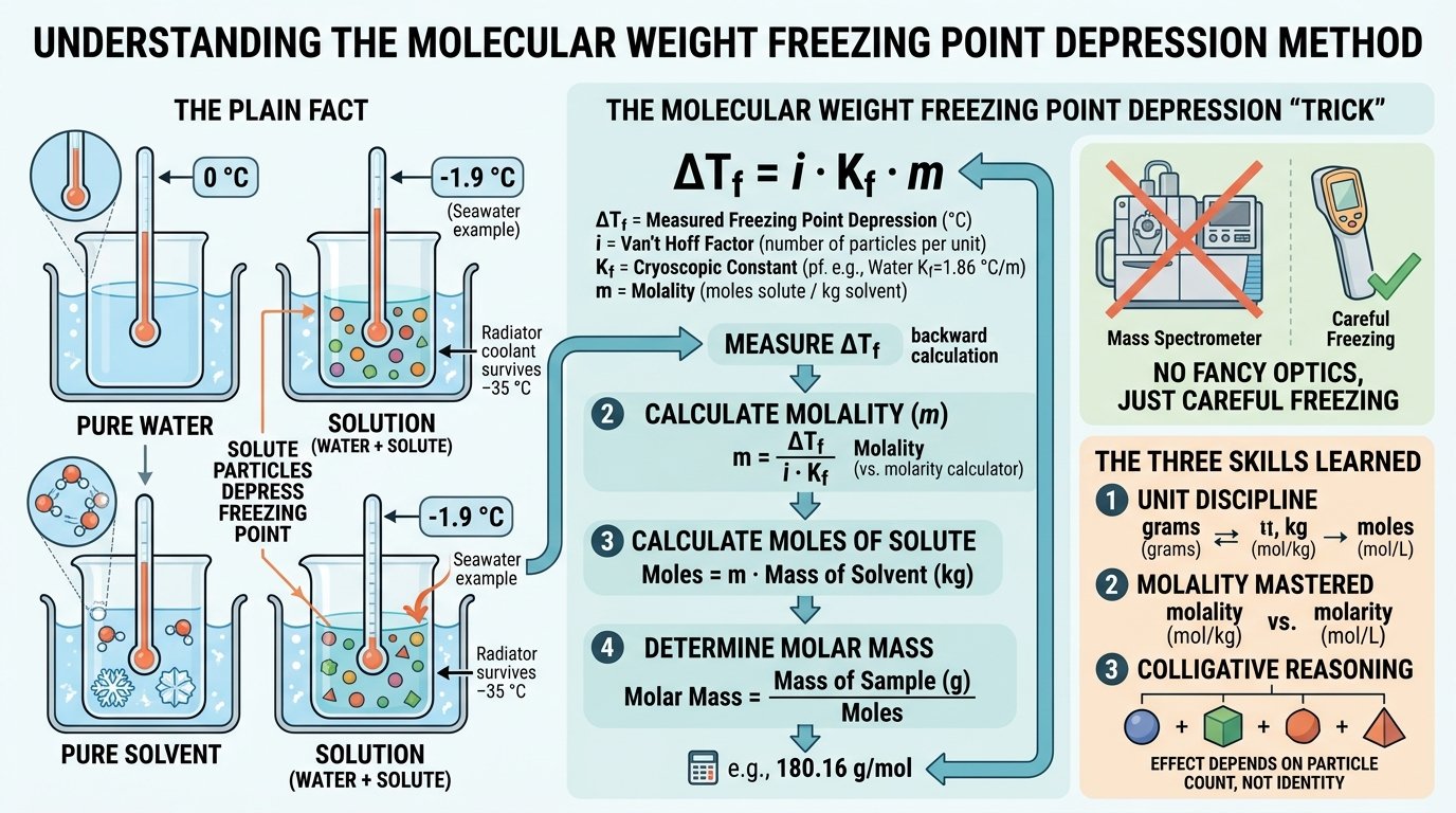 molecular weight freezing point depression calculator solving molar mass from delta Tf
