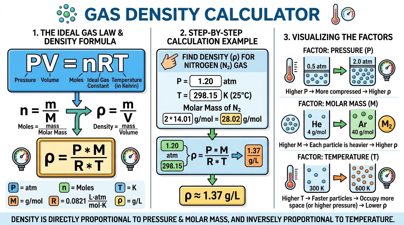 gas density calculator chemistry educational diagram