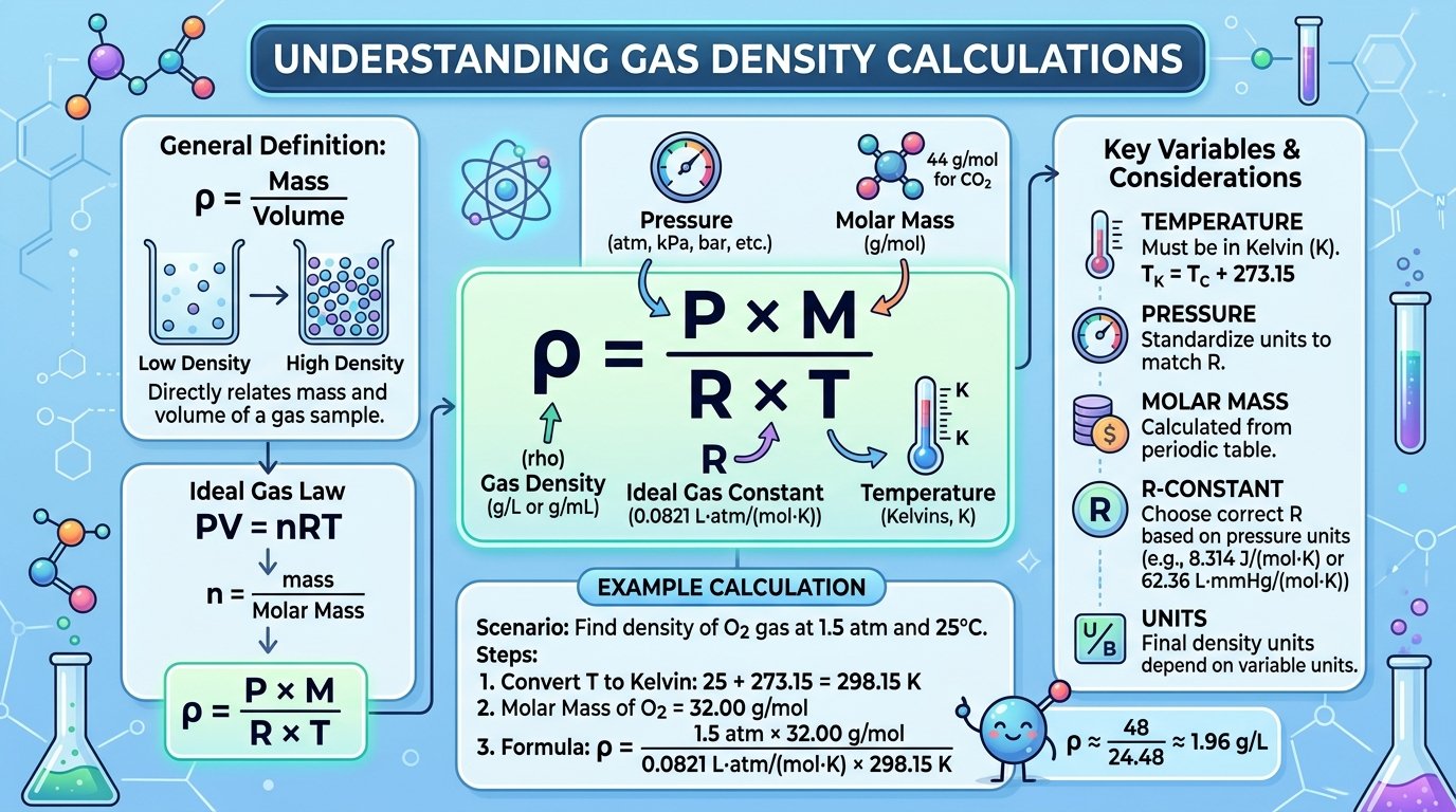 gas density calculator chemistry educational diagram