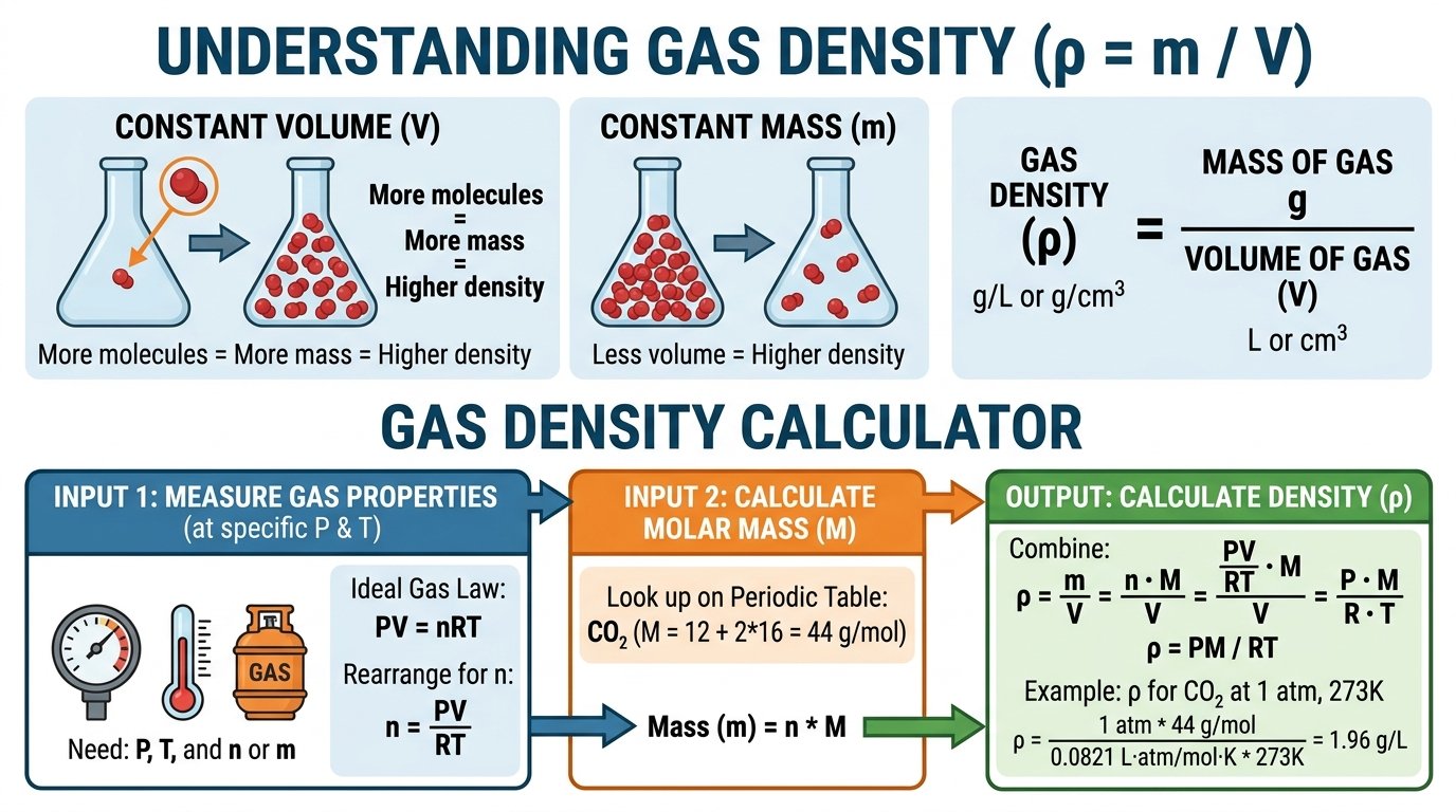 gas density calculator chemistry educational diagram