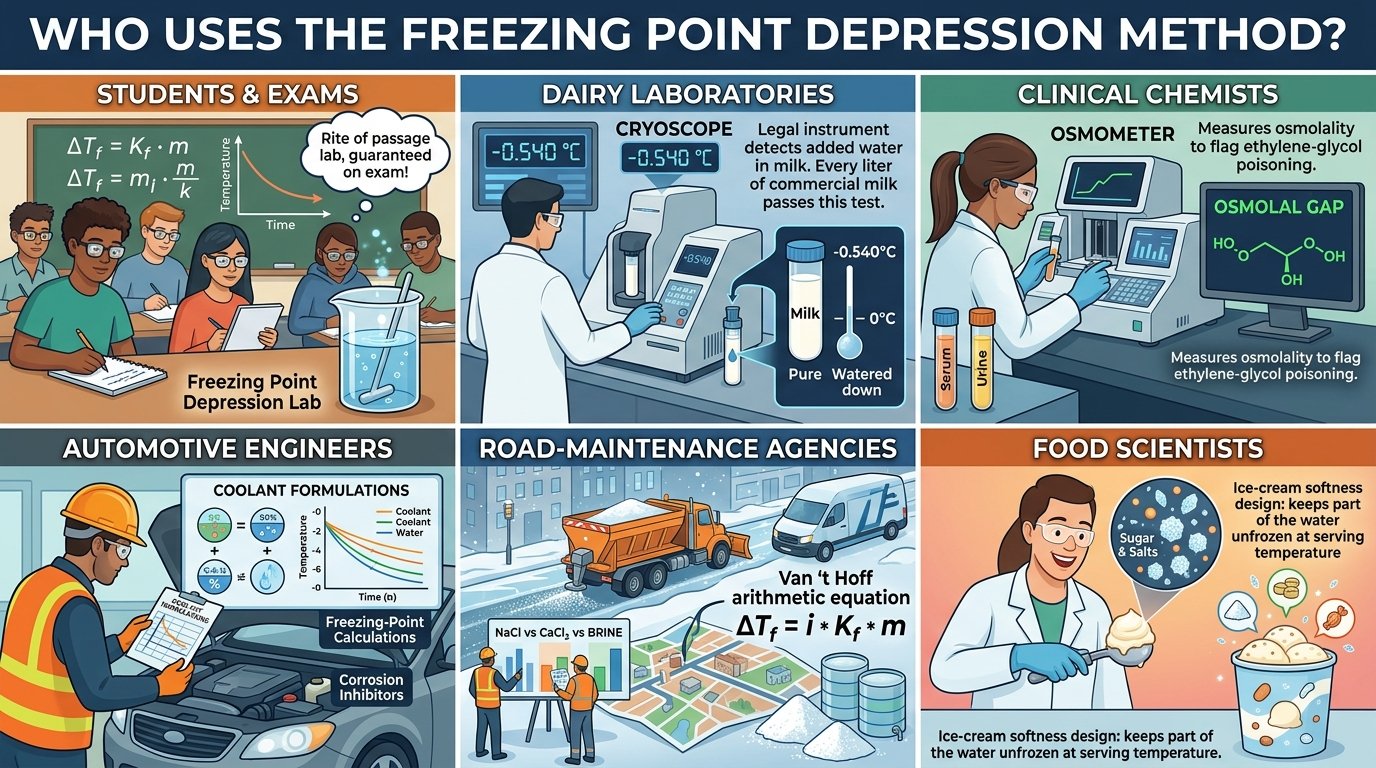 molecular weight freezing point depression experiment with cooling curve and cryoscope in a laboratory