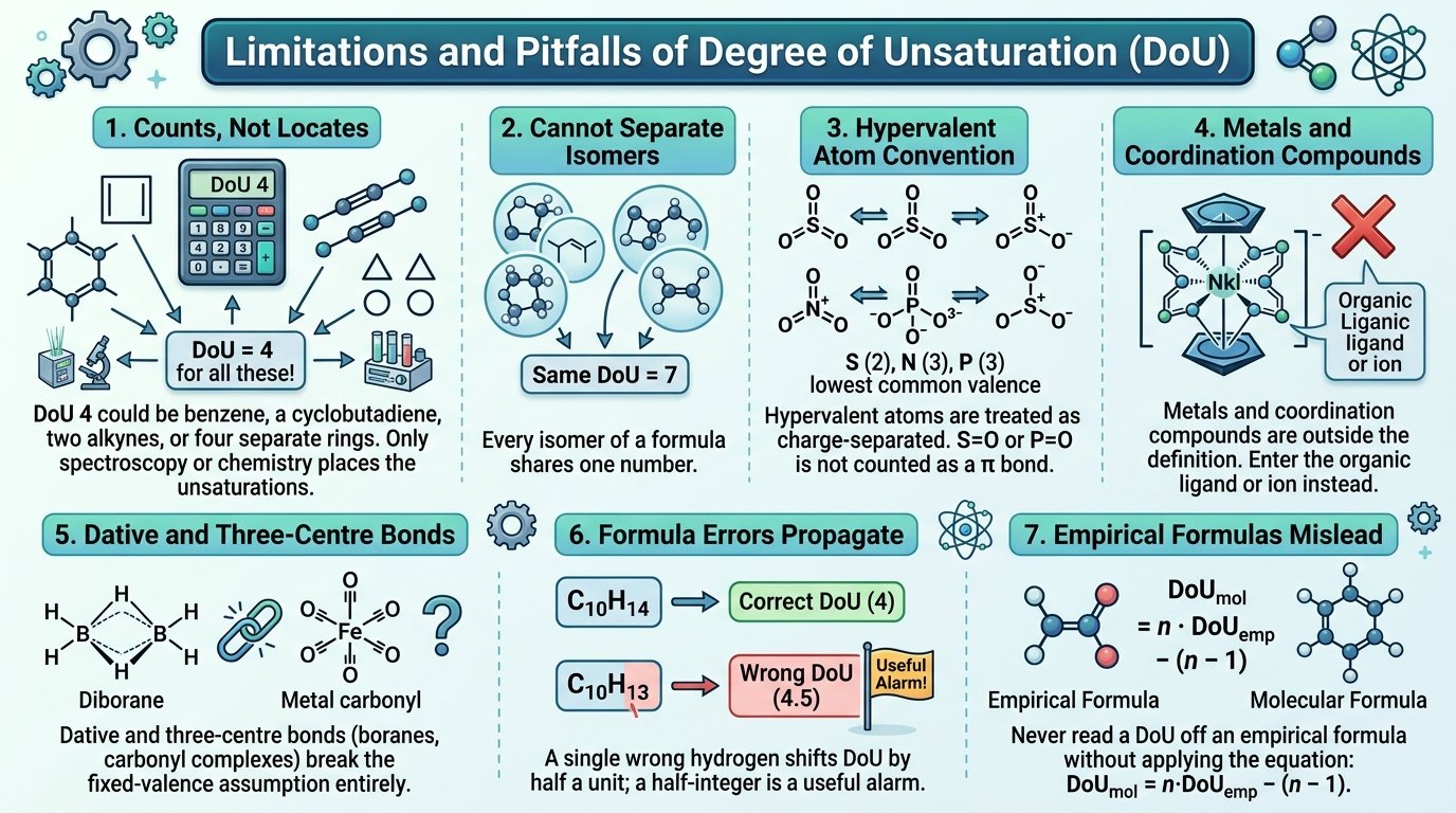 degree of unsaturation calculator uses: structure determination from IR and NMR spectra, accurate-mass formula filtering in mass spectrometry, and iodine value of vegetable oils