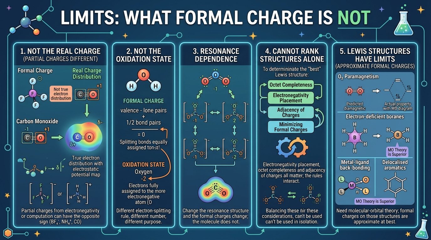 uses of the formal charge calculator: ranking resonance structures for exams, checking charges on organic reaction intermediates, deciding which end of an ambidentate ligand binds, and verifying cheminformatics structures
