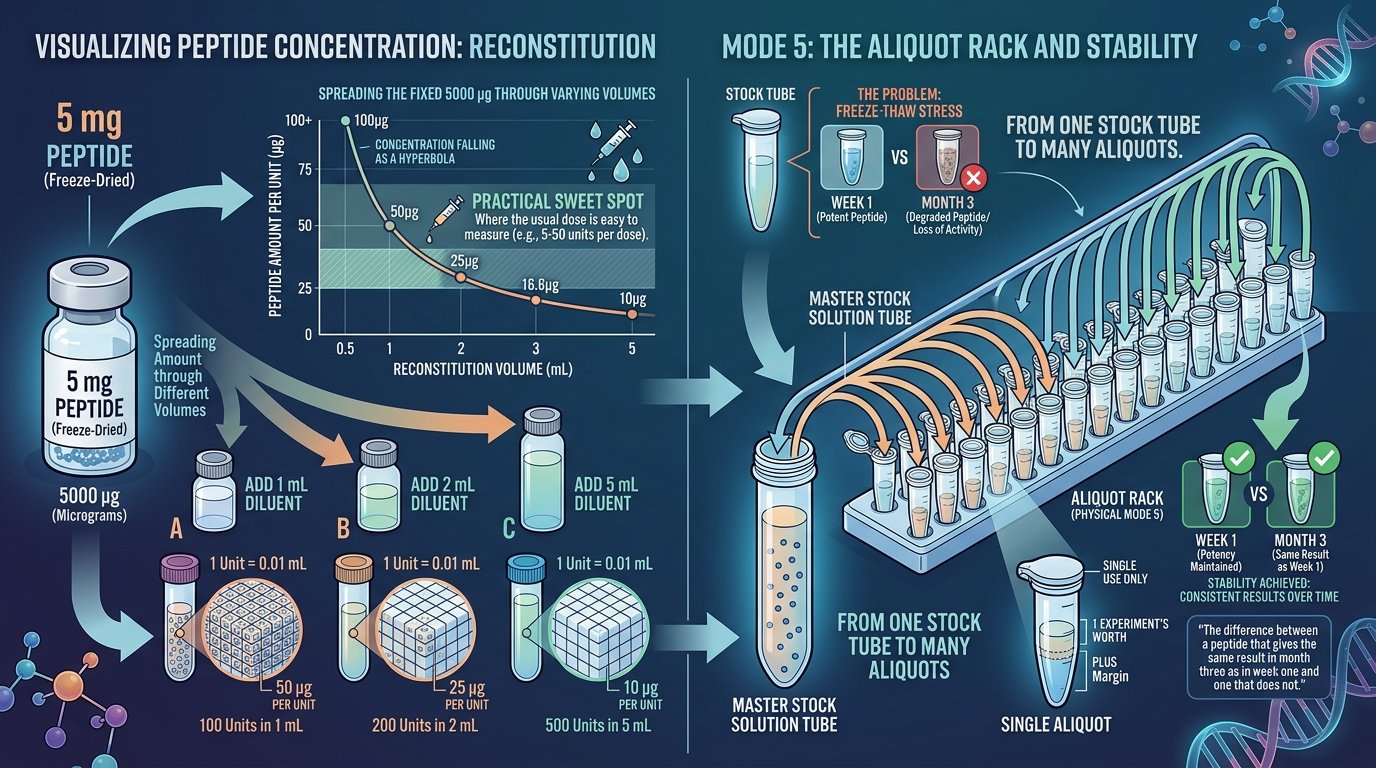 peptide reconstitution calculator uses: research peptides in cell assays, molar stocks in DMSO and U-100 syringe measurements