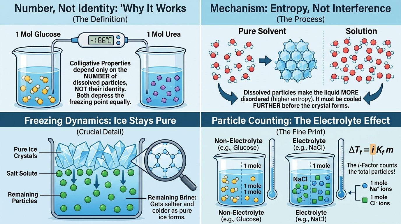 molecular weight freezing point depression formula M equals Kf times mass times 1000 over delta Tf times solvent mass
